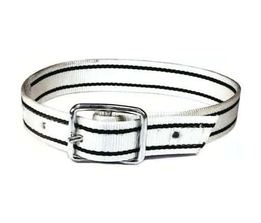 Halsriem nylon, leer met gesp - 120cm