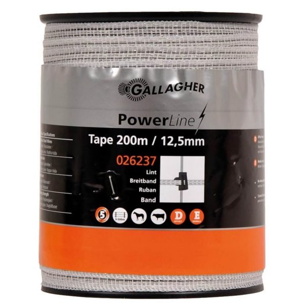 Gallagher PowerLine lint 200mtr / 12,5mm wit